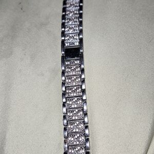 Luxury Silver Smartwatch with Crystal Detailing